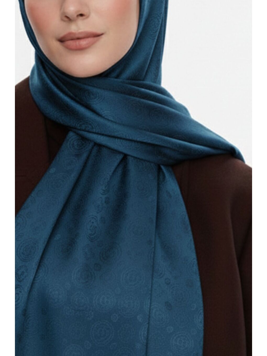 & YAQA Filigranlı Petrol Rengi Şal-1