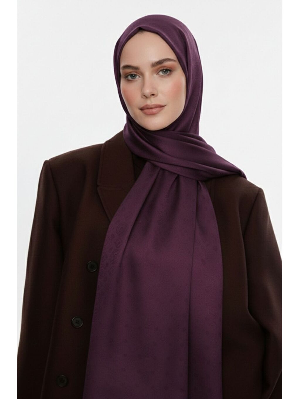 & YAQA Filigranlı Mor Şal