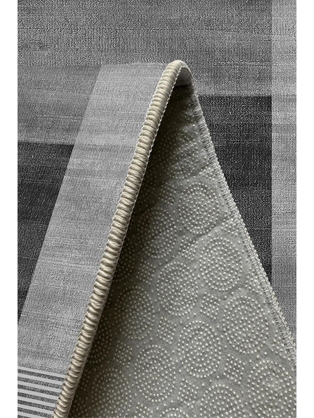 Gri Özel Tasarım, Kaymaz Taban, İnce, Yıkanabilir, Modern Halı WOOKECE1485 120x180-5