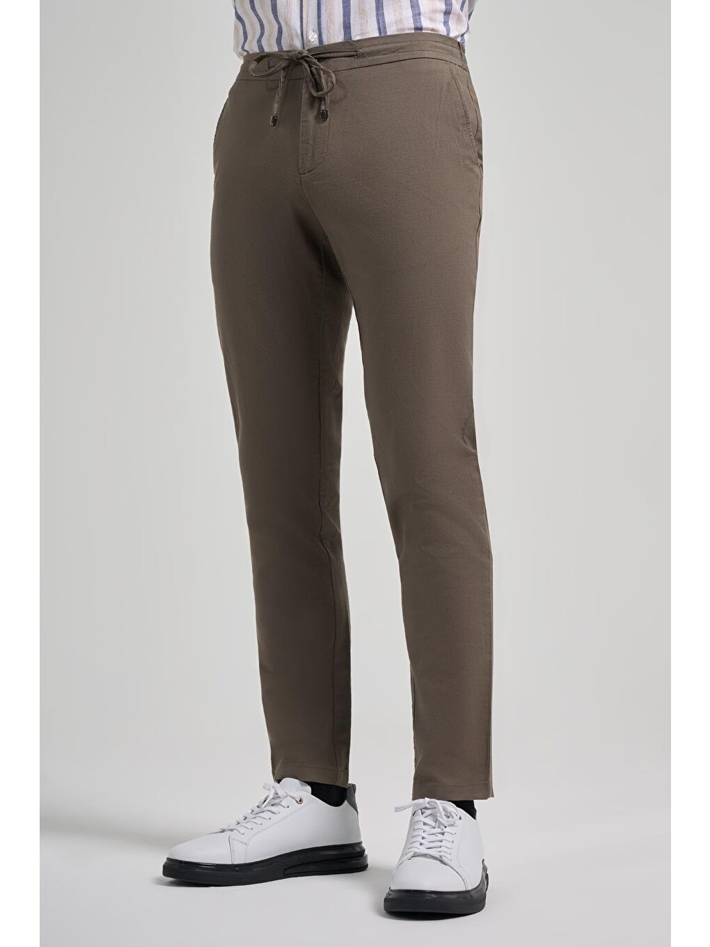 Koyu Haki Pamuklu Yandan Cepli Casual Comfort Fit Jogger Pantolon 1003250110-2