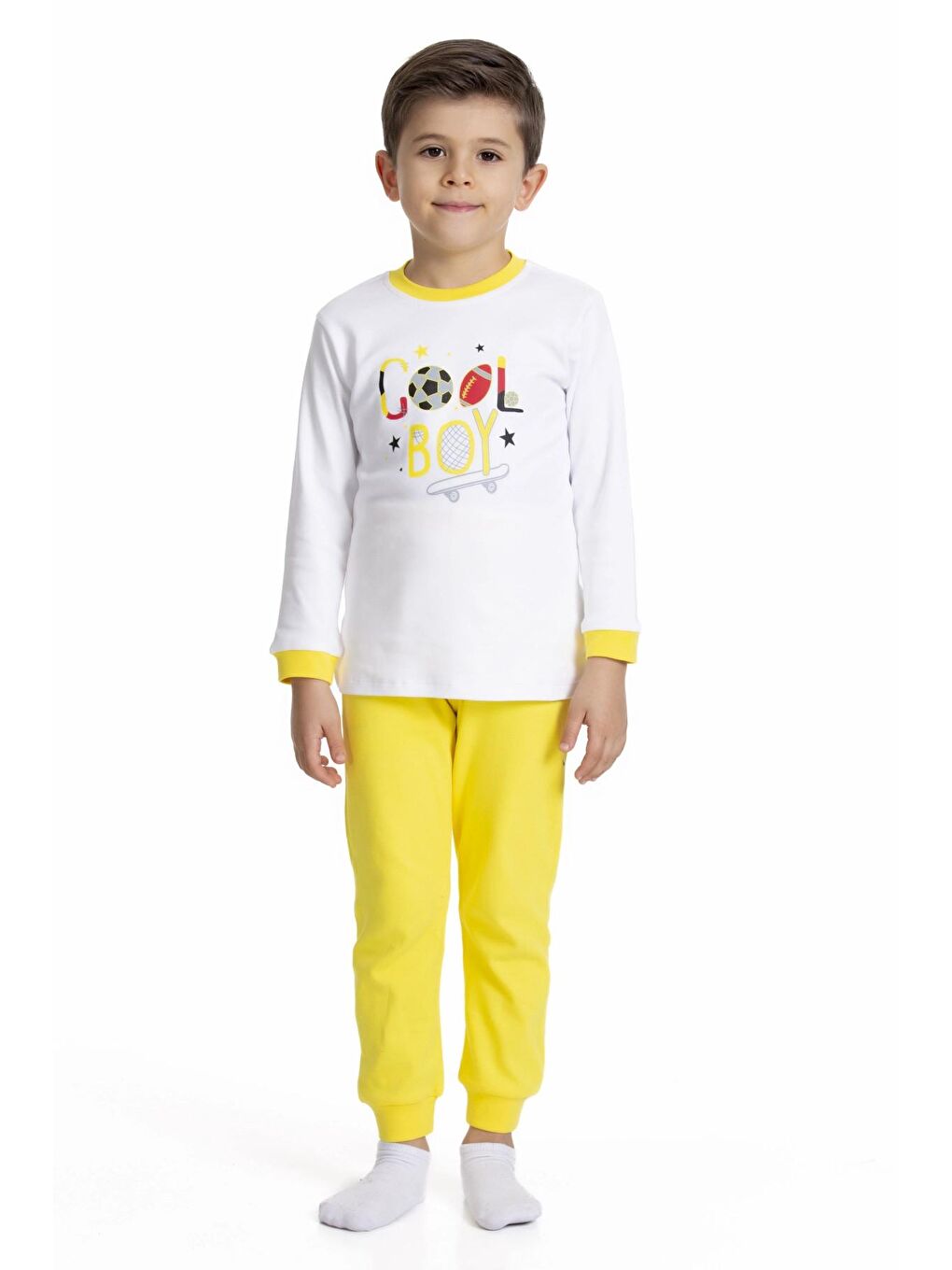 Sarı Cool Boy Baskılı Pijama Takımı 54212-1