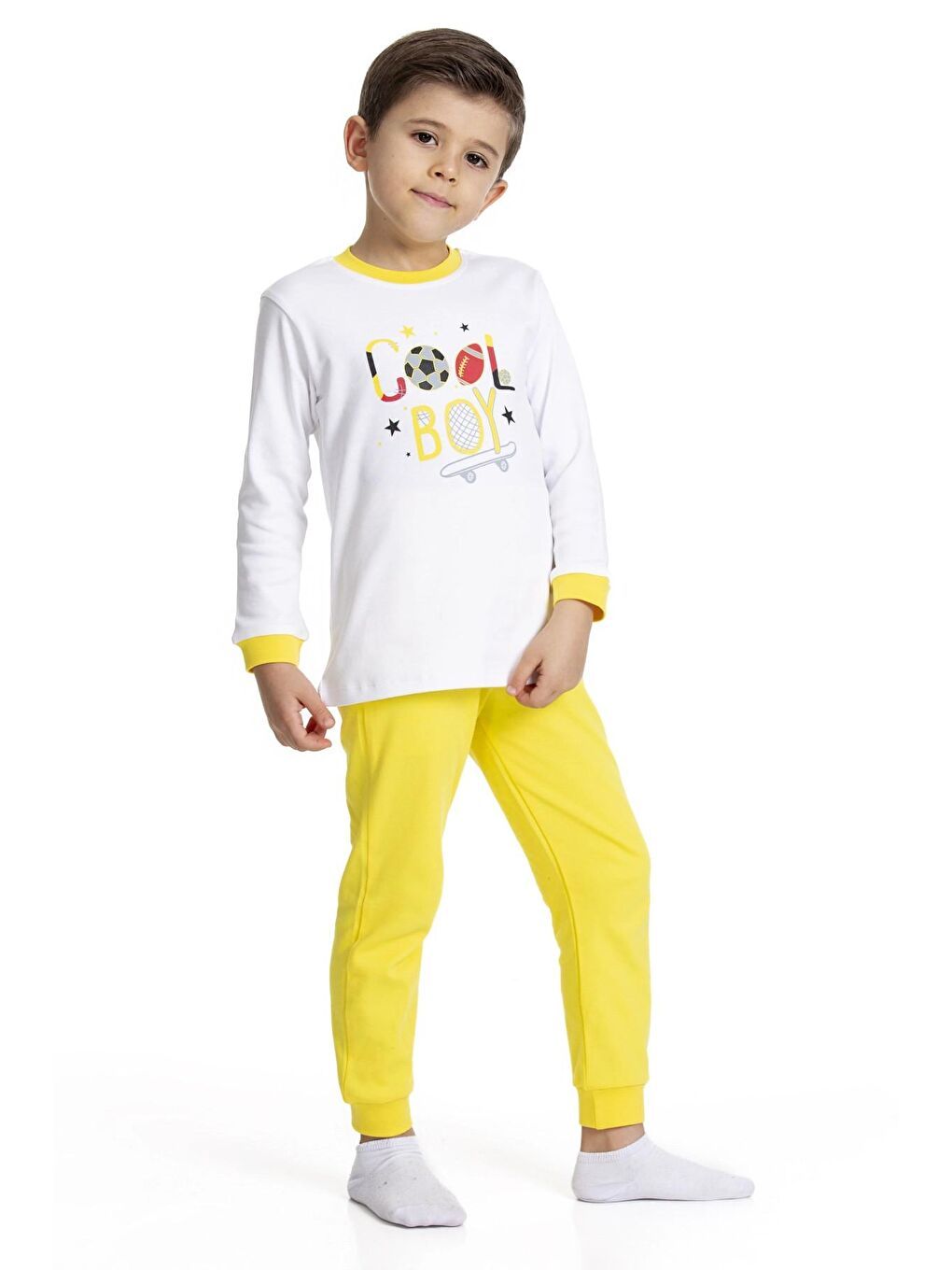 Sarı Cool Boy Baskılı Pijama Takımı 54212-2