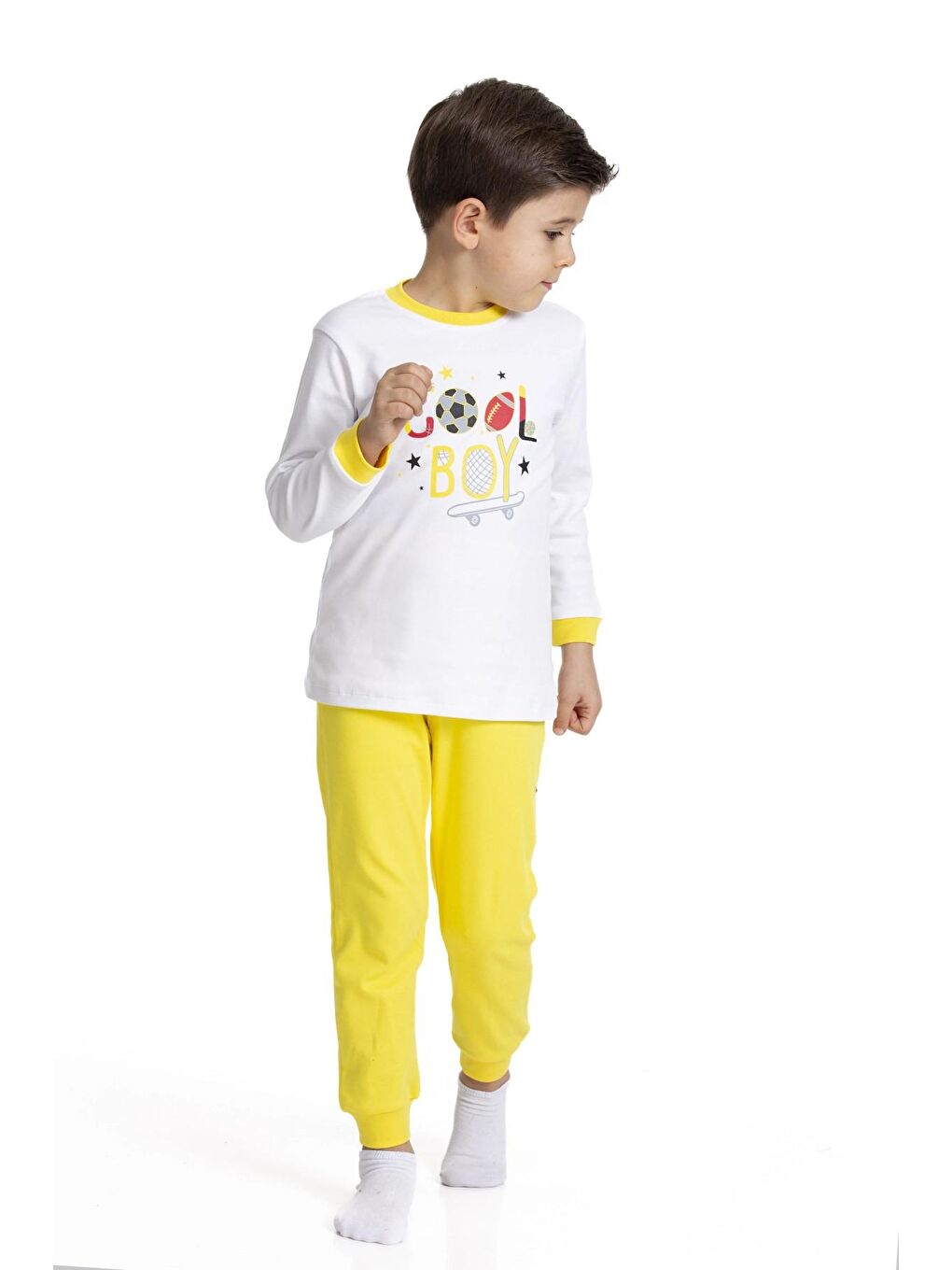 Sarı Cool Boy Baskılı Pijama Takımı 54212-3