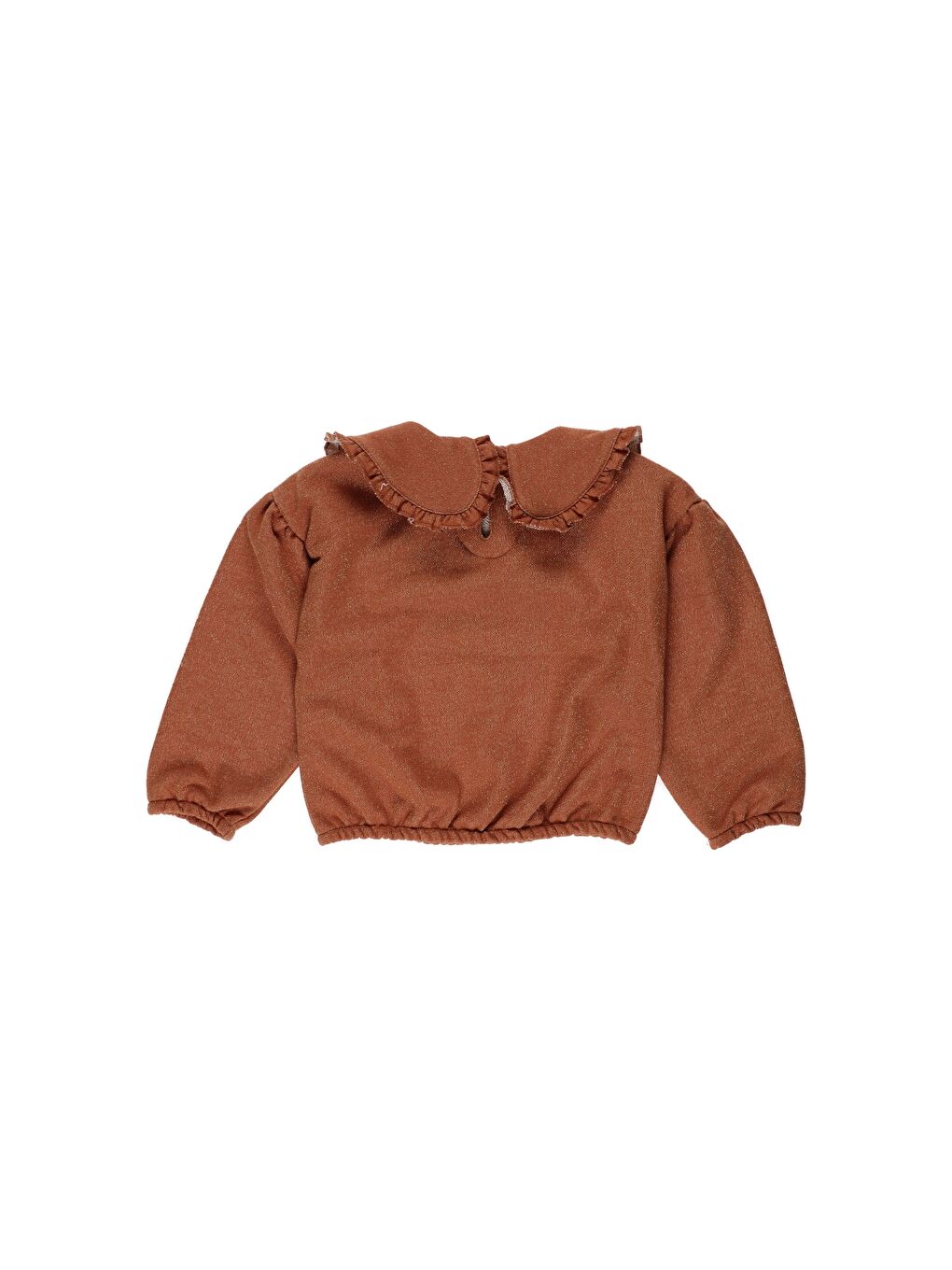 Panço Kızıl Kahve Kız Çocuk  Bebe Yaka Fırfır Detaylı Sweatshirt - 1