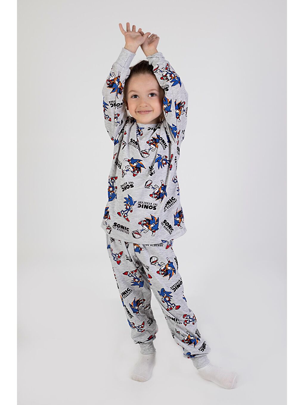 MİSSTUFFY Gri Erkek Çocuk Baskılı İnce Basic Pijama Takımı - 3