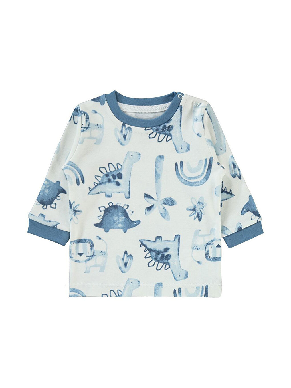 KİKO Mavi Dinosaurs Baskılı Erkek Bebek Sweatshirt 2'Li - 2