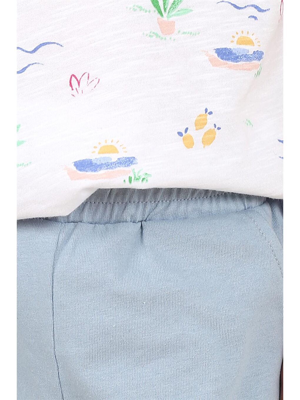 Erkek Çocuk Renkli Desenli Beyaz Mavi Alt Üst Takım-3