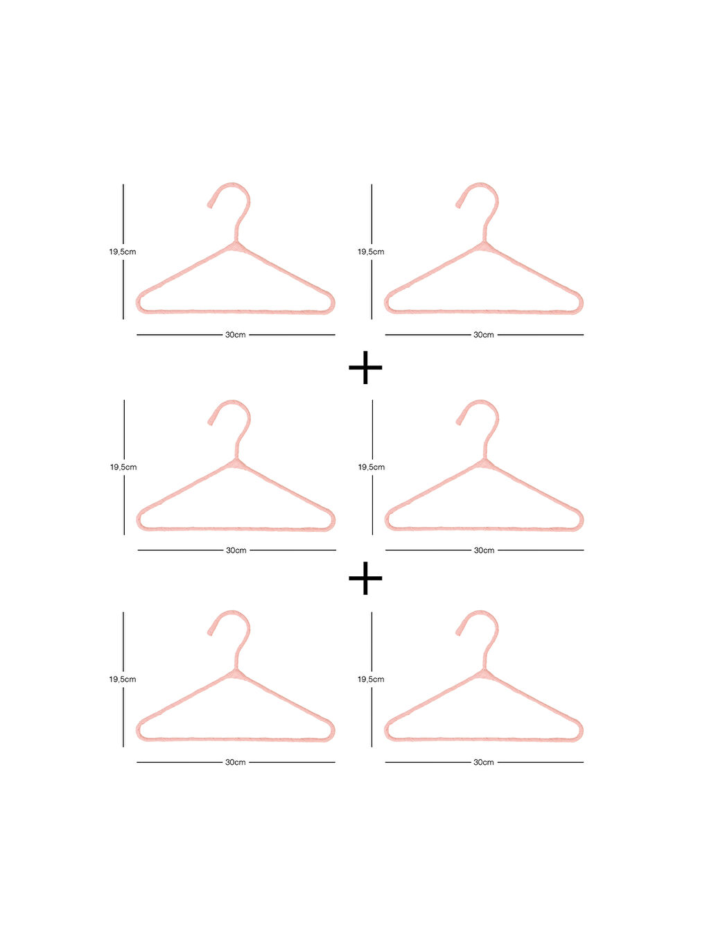 6'lı Pembe Renk Kumaş Kaplı Metal Bebek Giysi Askısı19.5 x 30 x 0.3 cm-6