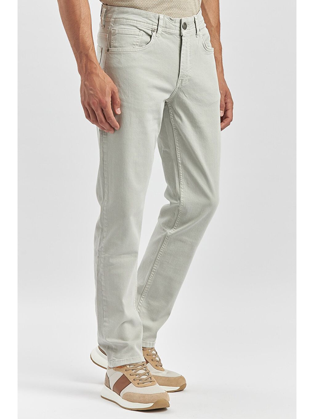 Bej Taş Rengi Pamuklu 5 Cep Casual Slim Fit 5 Cep Pantolon 1003240319-2