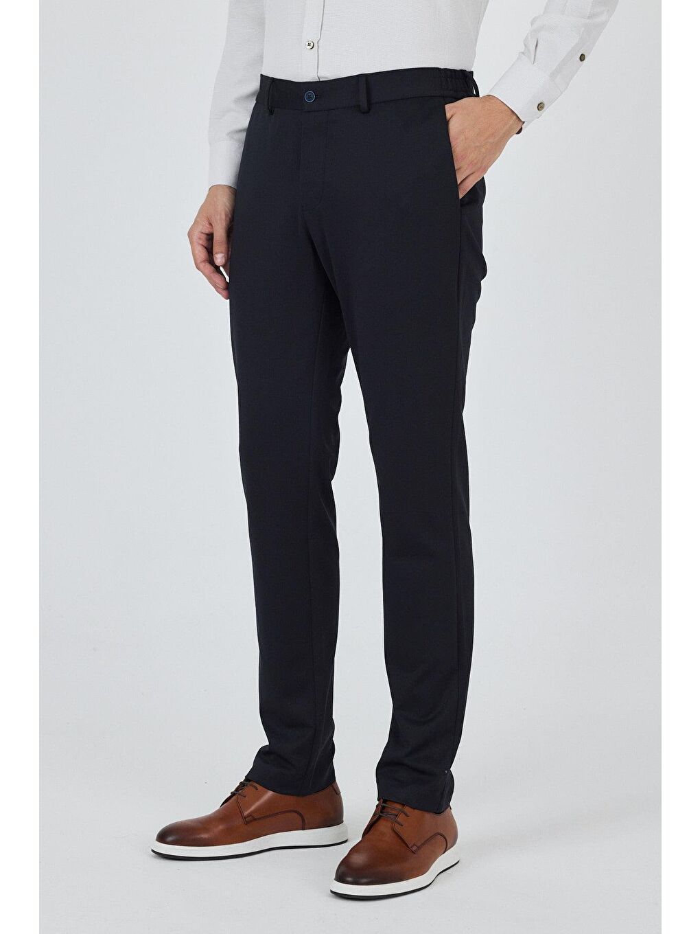 Koyu Lacivert Esnek Yandan Cepli Casual Slim Fit Jogger Pantolon 1003250157-2