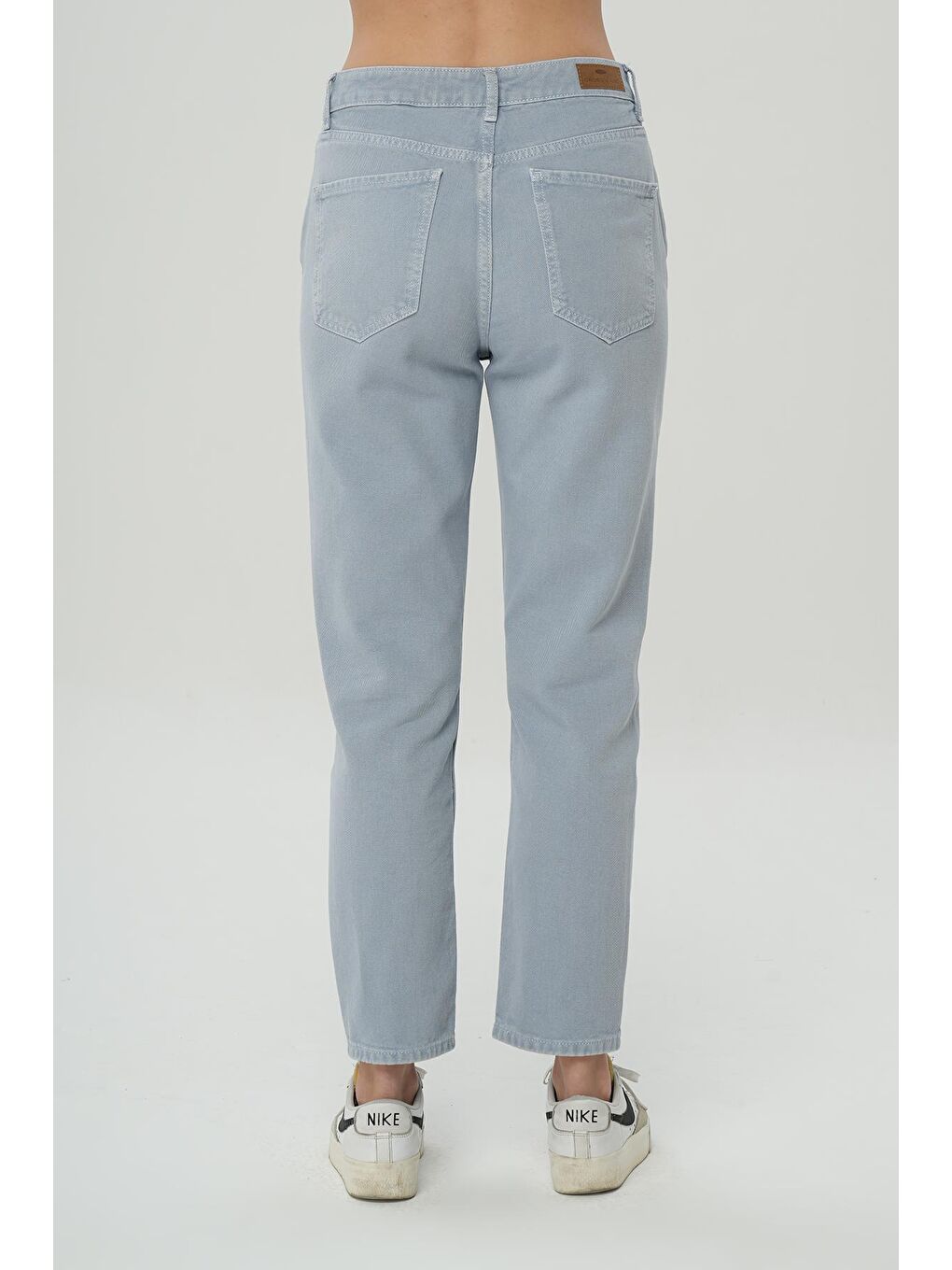 Ariana Gri-Mavi  Yüksek Bel Patı Fermuarlı Mom Jean Pantolon C 4525-139-3