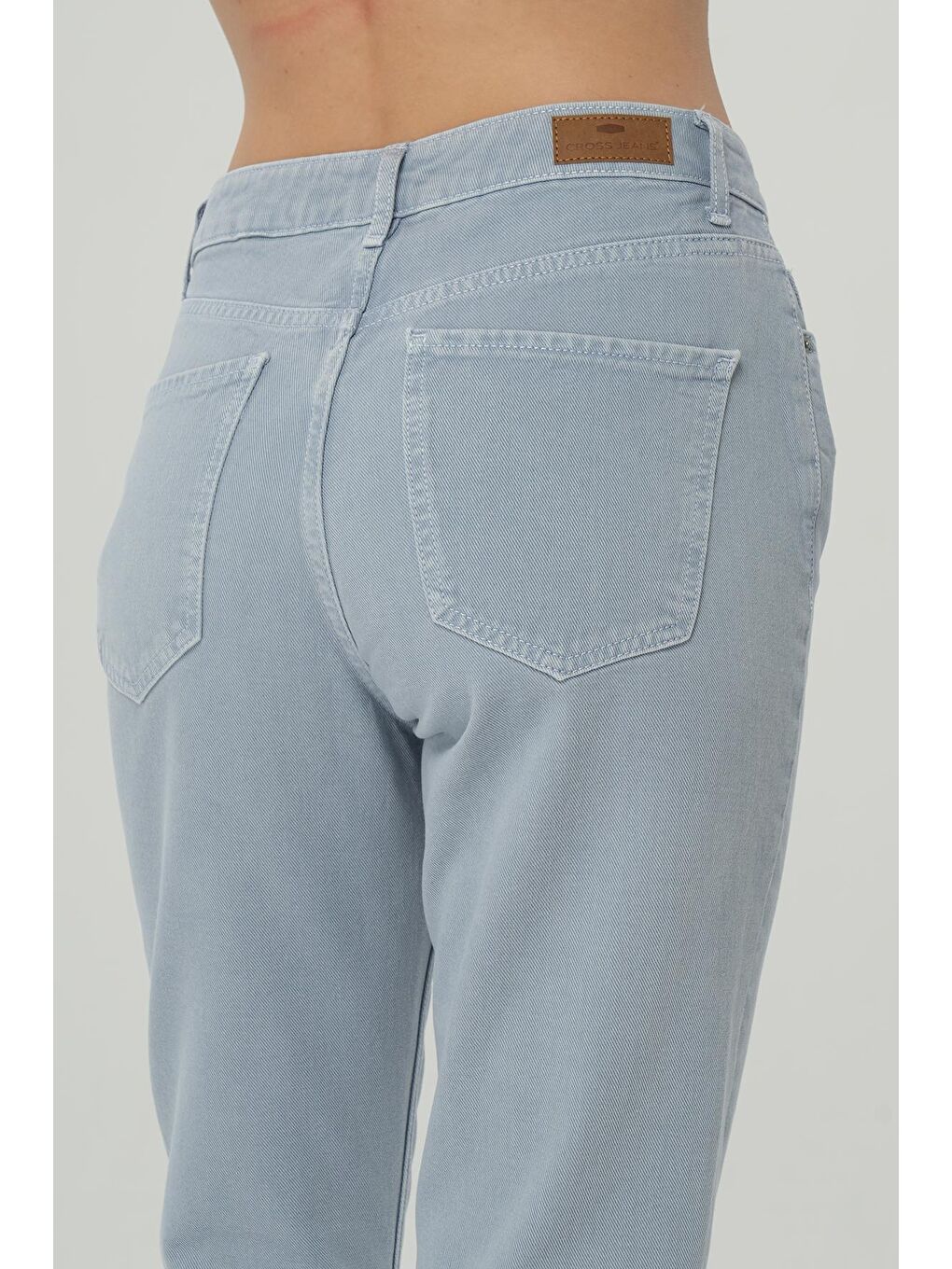 Ariana Gri-Mavi  Yüksek Bel Patı Fermuarlı Mom Jean Pantolon C 4525-139-4