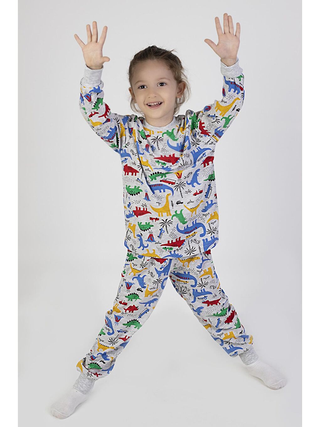 MİSSTUFFY Kırmızı-Gümüş Erkek Çocuk Baskılı İnce Basic Pijama Takımı - 1