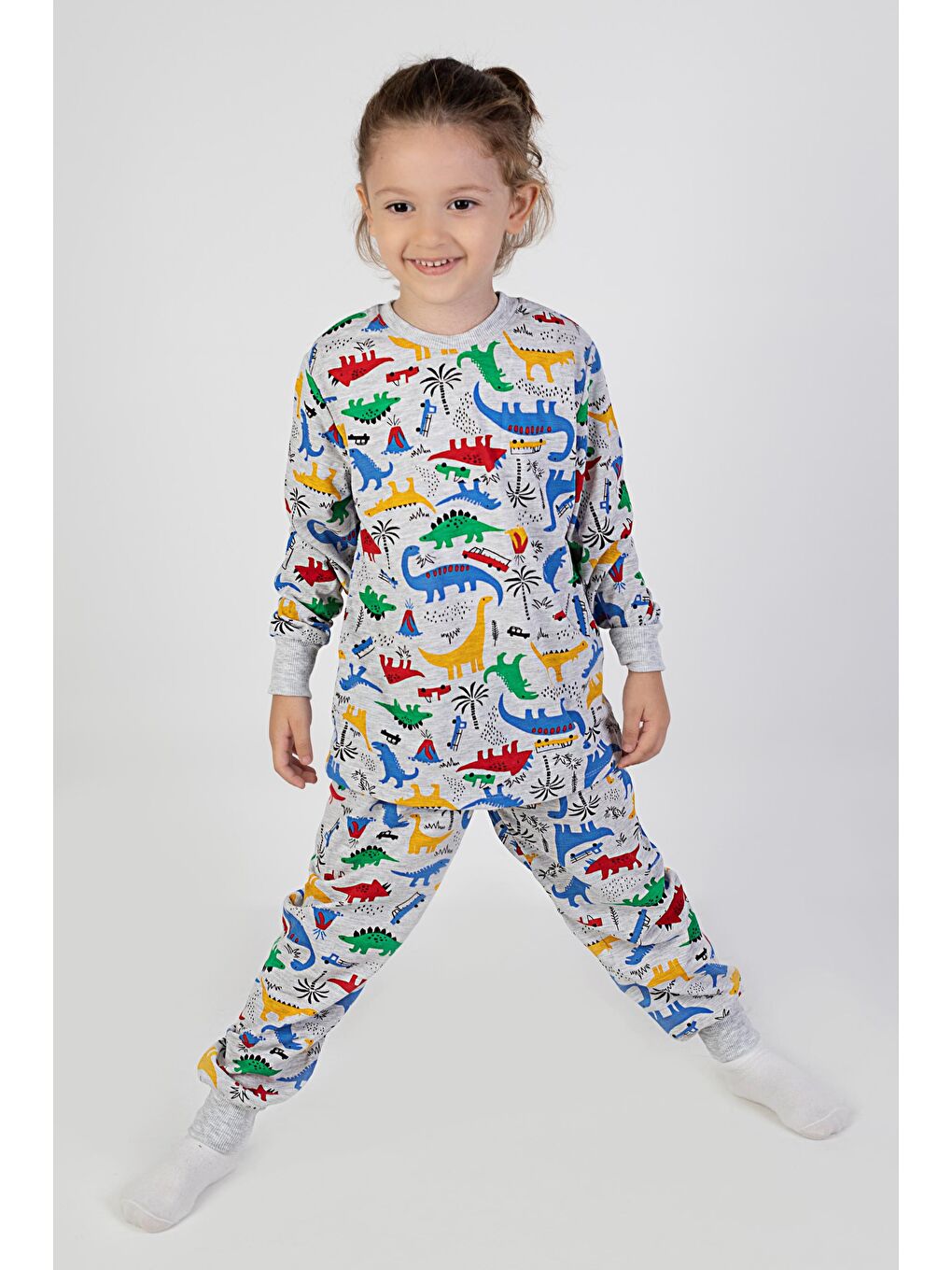 MİSSTUFFY Kırmızı-Gümüş Erkek Çocuk Baskılı İnce Basic Pijama Takımı - 3