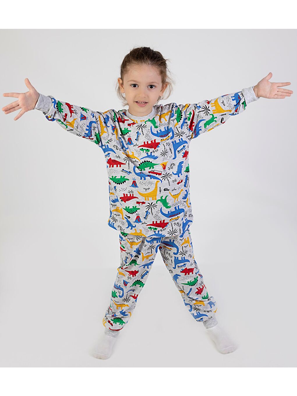 MİSSTUFFY Kırmızı-Gümüş Erkek Çocuk Baskılı İnce Basic Pijama Takımı - 4