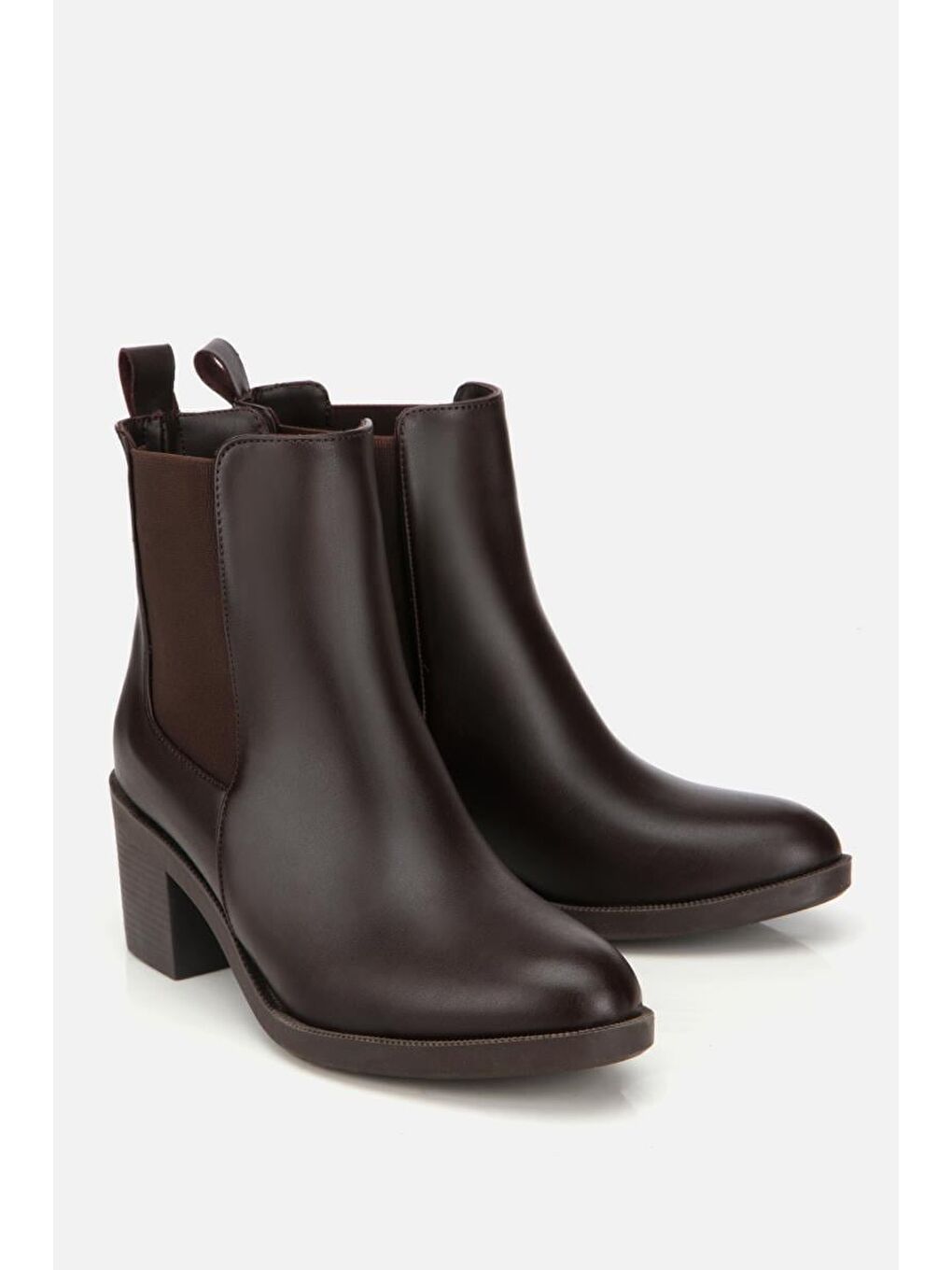 Kadın Kahverengi Lastik Detaylı Topuklu Bot-1