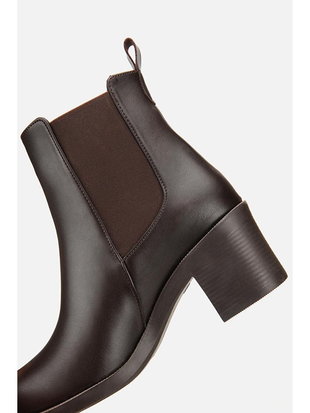 Kadın Kahverengi Lastik Detaylı Topuklu Bot-5