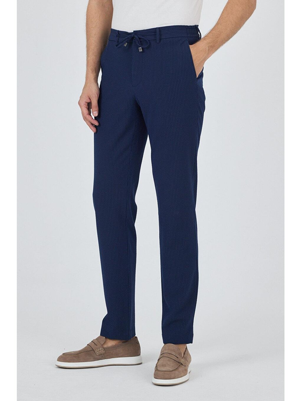 Koyu Lacivert Esnek Yandan Cepli Casual Comfort Fit Jogger Pantolon 1003250117-3