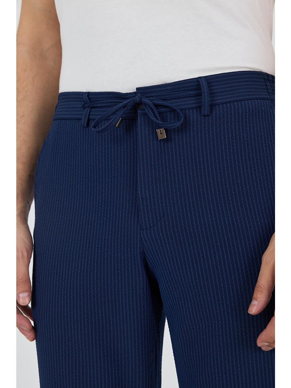 Koyu Lacivert Esnek Yandan Cepli Casual Comfort Fit Jogger Pantolon 1003250117-4