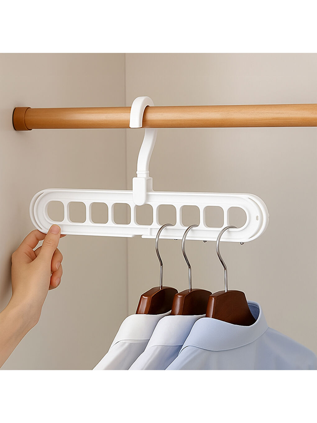 Beyaz org-250 3 Adet Çok Fonksiyonlu Dolap Içi Düzenleyici Sihirli Askı-2
