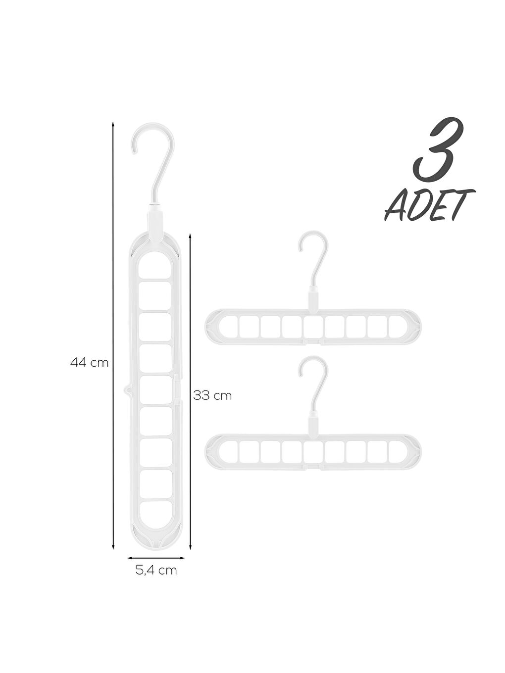 Beyaz org-250 3 Adet Çok Fonksiyonlu Dolap Içi Düzenleyici Sihirli Askı-4