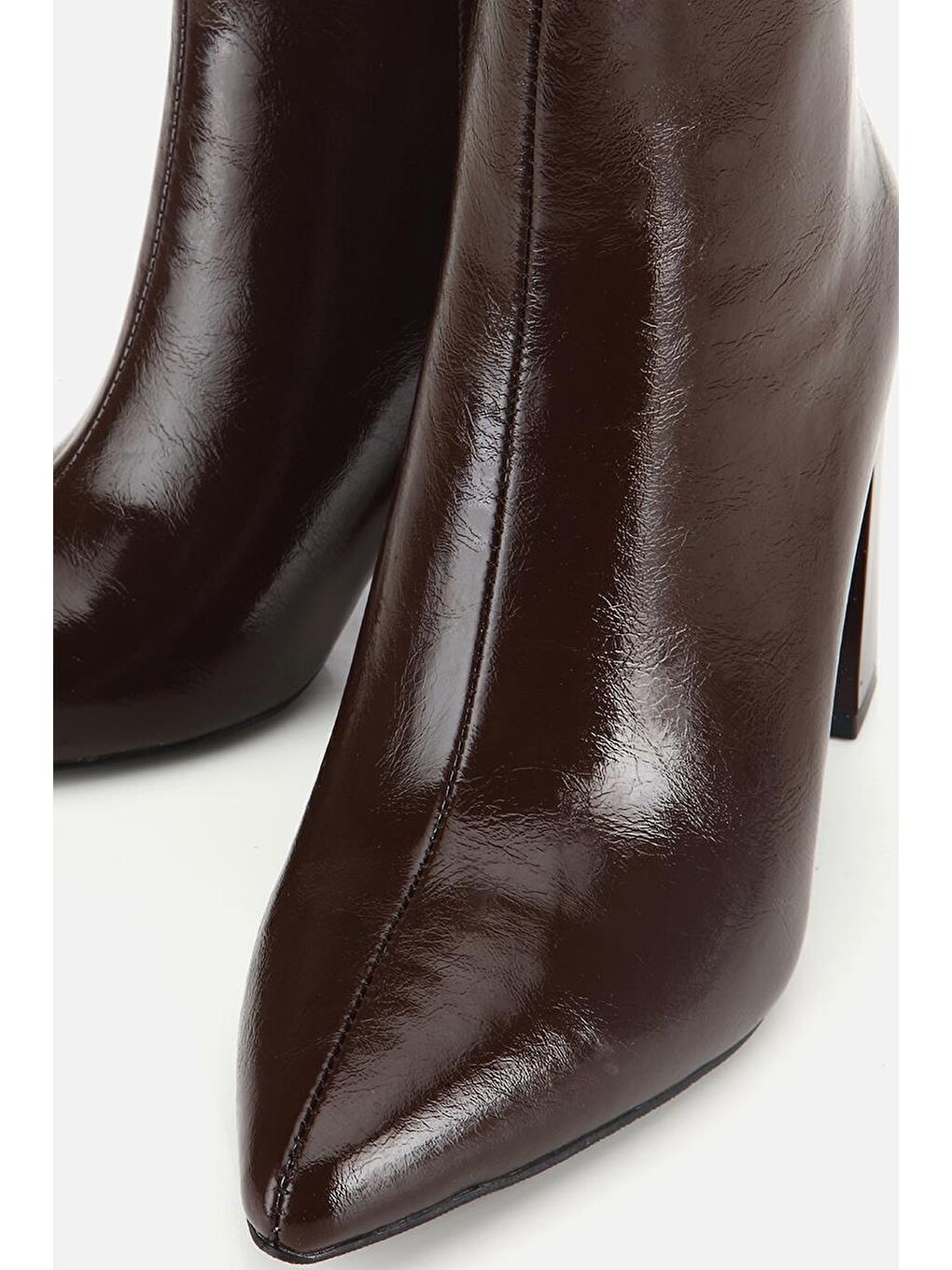 Kadın Kahverengi Gold Detaylı Sivri Burunlu Topuklu Bot-3