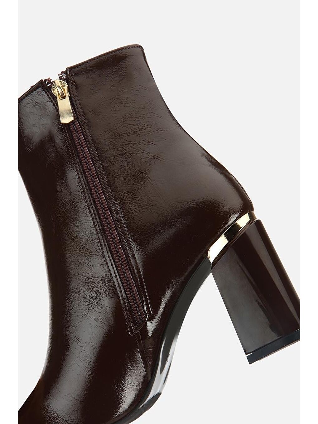 Kadın Kahverengi Gold Detaylı Sivri Burunlu Topuklu Bot-5