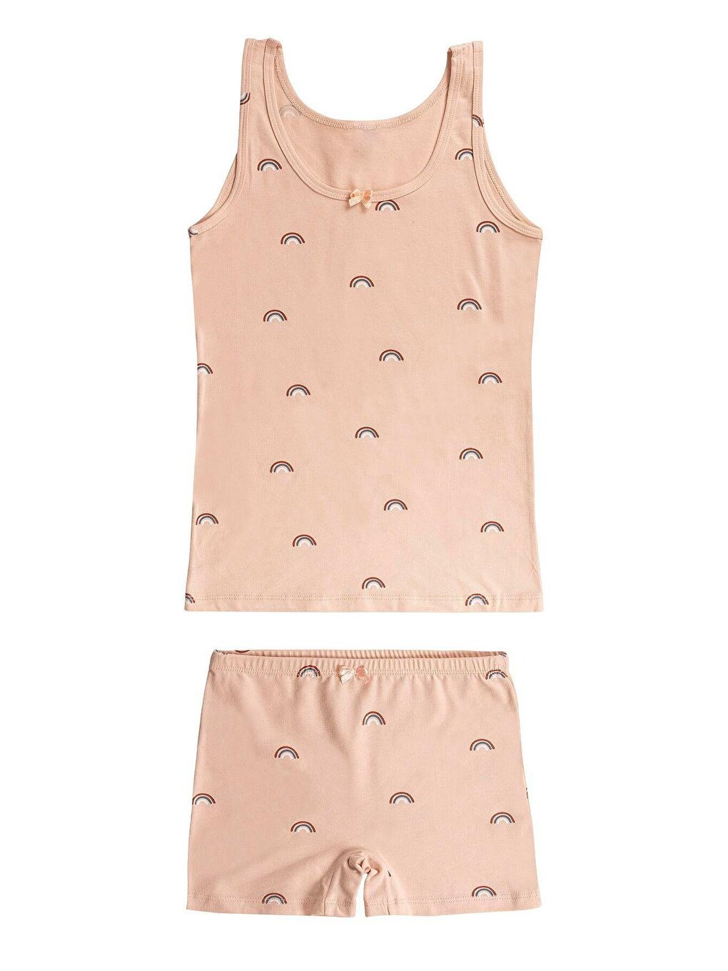 Karışık Kız Çocuk Pamuklu Desenli Süprem Kalın Askılı Atlet Şort İç Giyim Takım | 43161