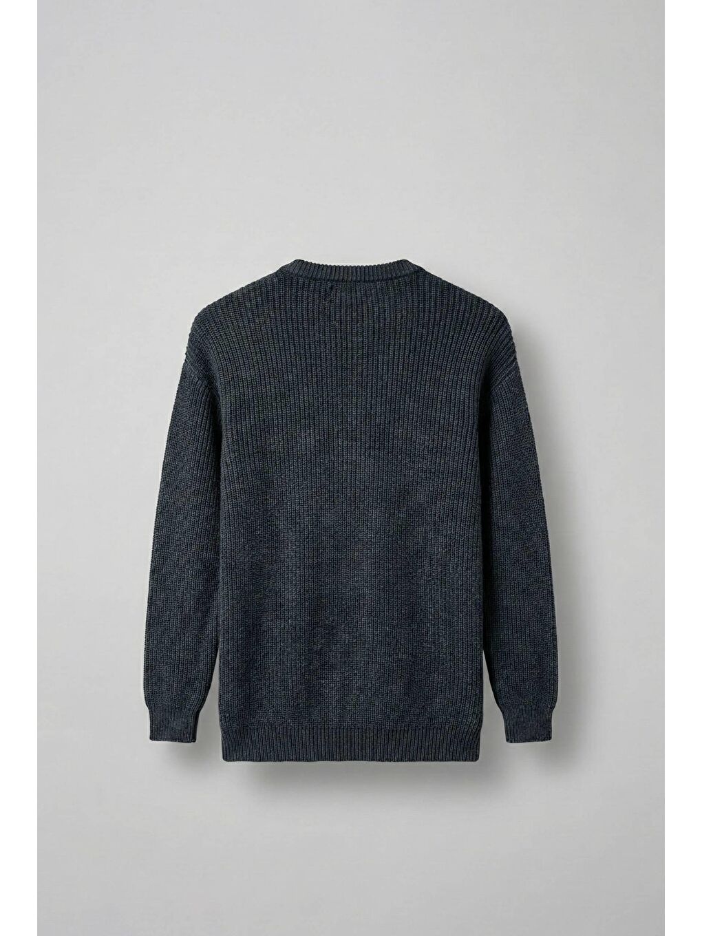 Erkek Relaxed Fit Yıkamalı Örme Kazak %100 Pamuk Siyah-1