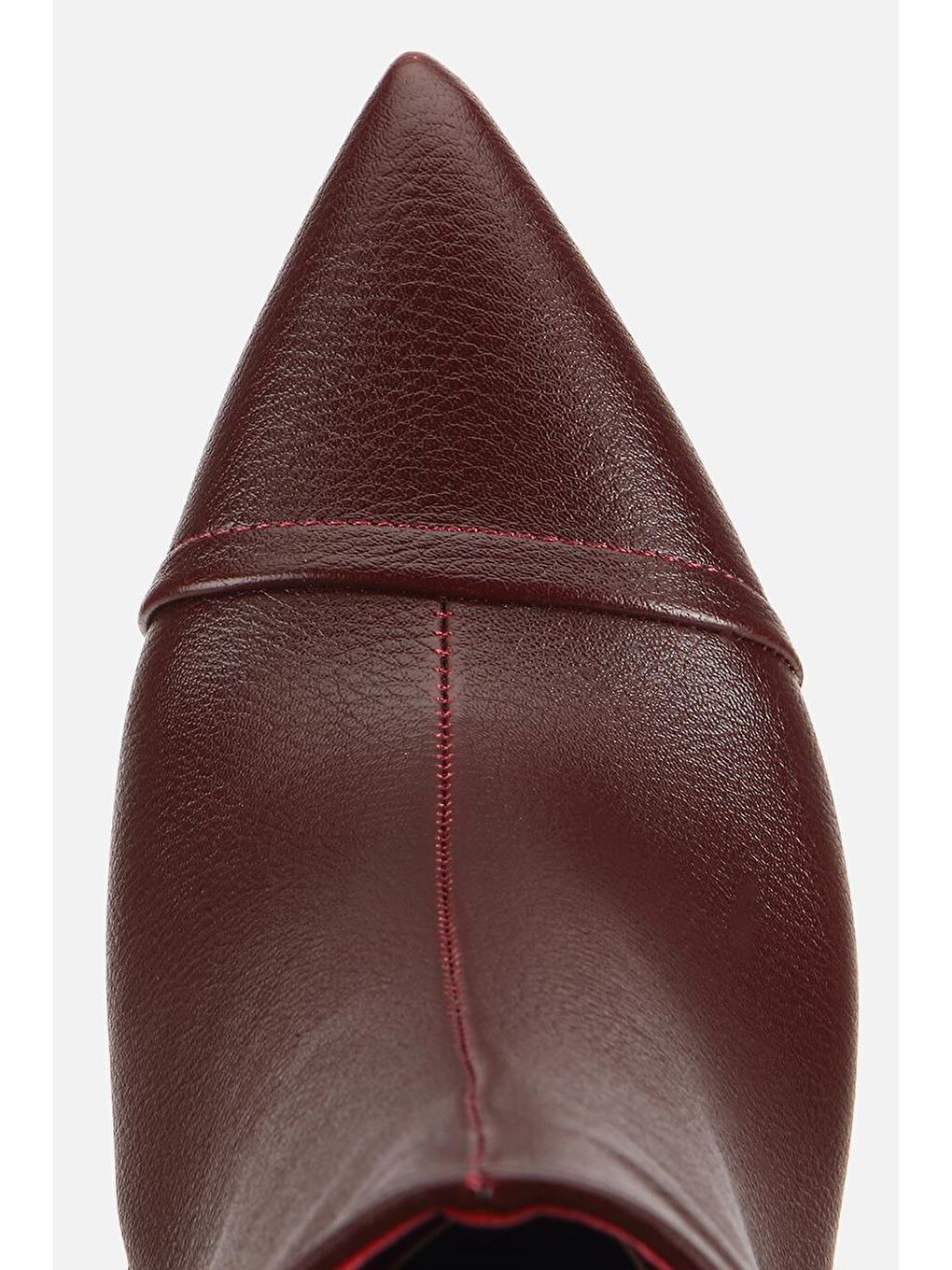 Kadın Bordo Dikiş Detaylı Gold Detaylı Tokalı İnce Topuklu Bot-4