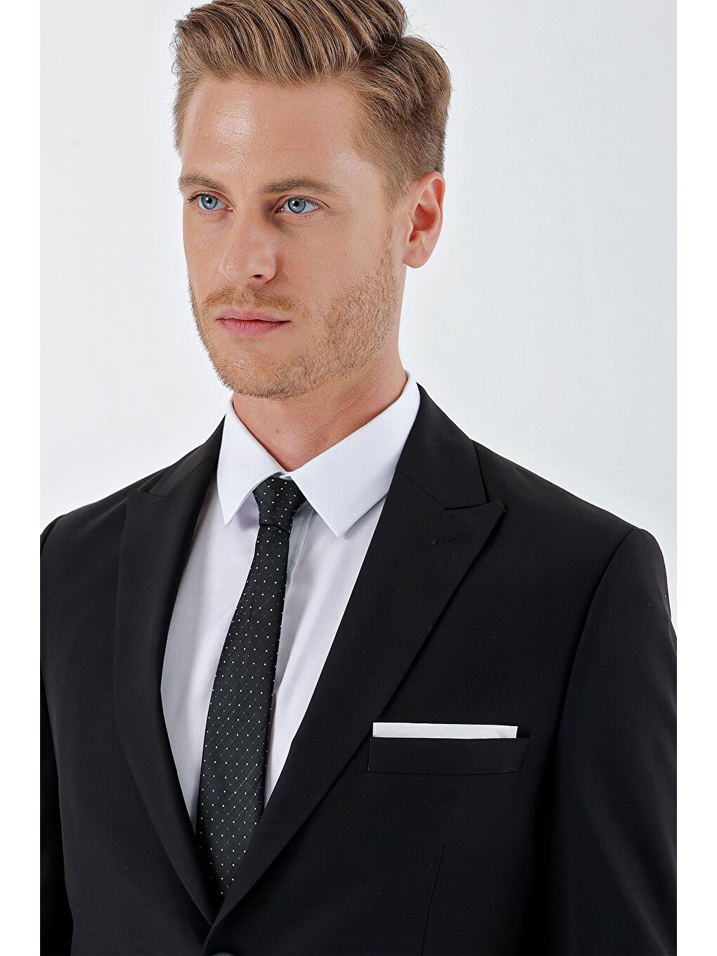 Siyah Gabardin Kırlangıç Yaka Astarlı 6 Drop Slim Fit Dar Kesim Basic Takım Elbise 1001235011-5