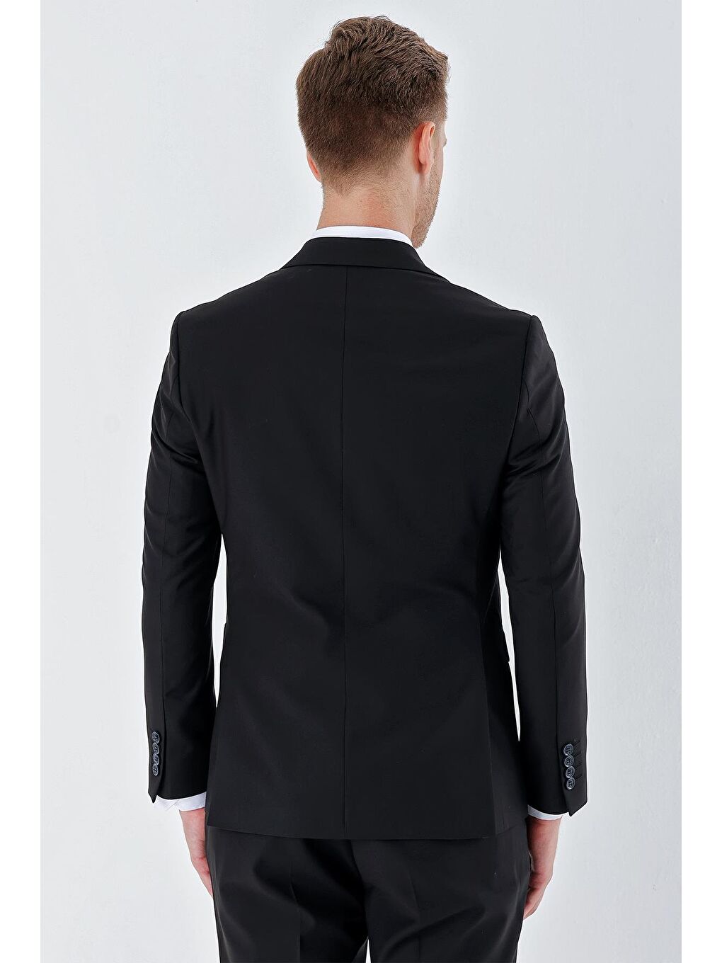 Siyah Gabardin Kırlangıç Yaka Astarlı 6 Drop Slim Fit Dar Kesim Basic Takım Elbise 1001235011-6