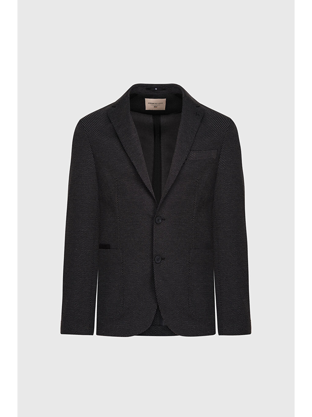 Erkek Siyah Slim Fit Dar Kesim Mono Yaka Desenli Torba Cepli Ceket-6