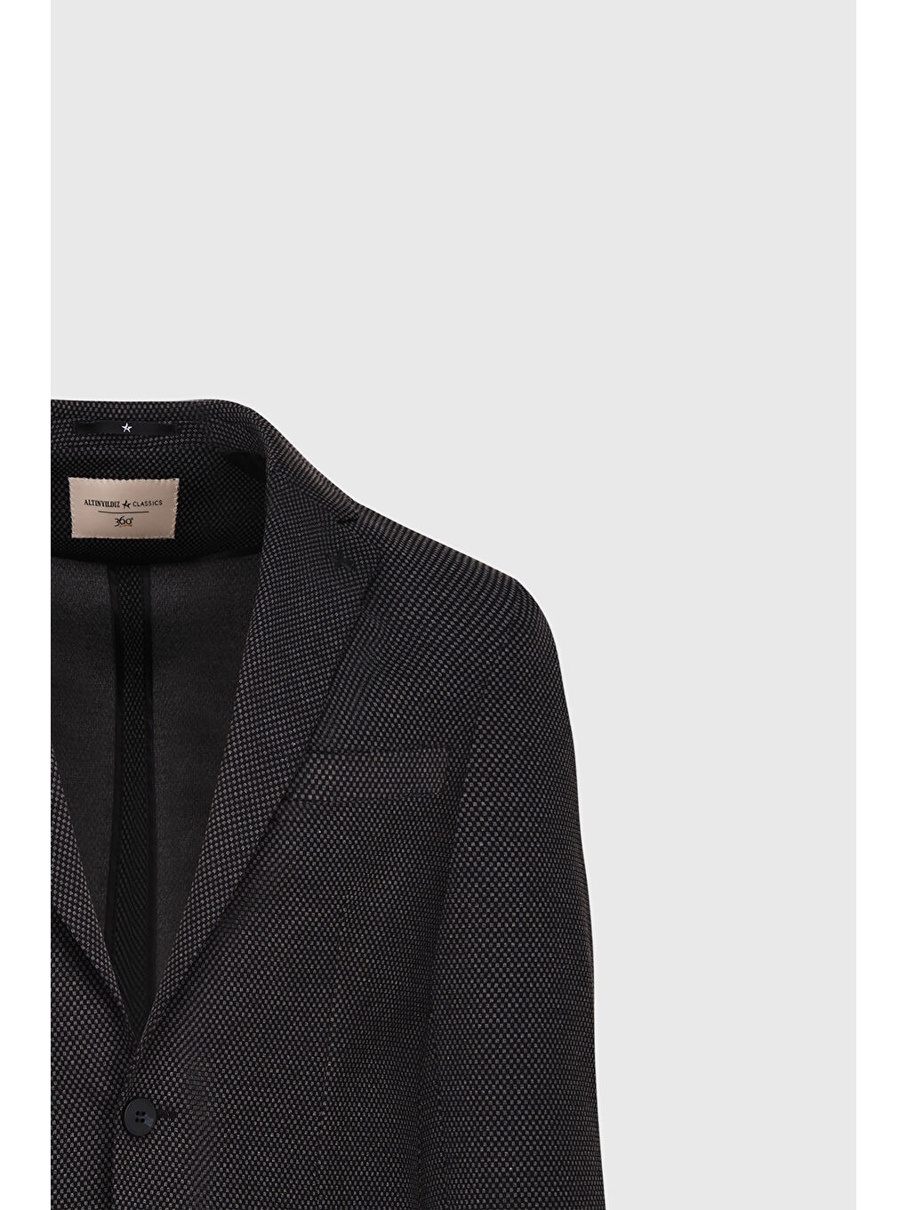 Erkek Siyah Slim Fit Dar Kesim Mono Yaka Desenli Torba Cepli Ceket-7