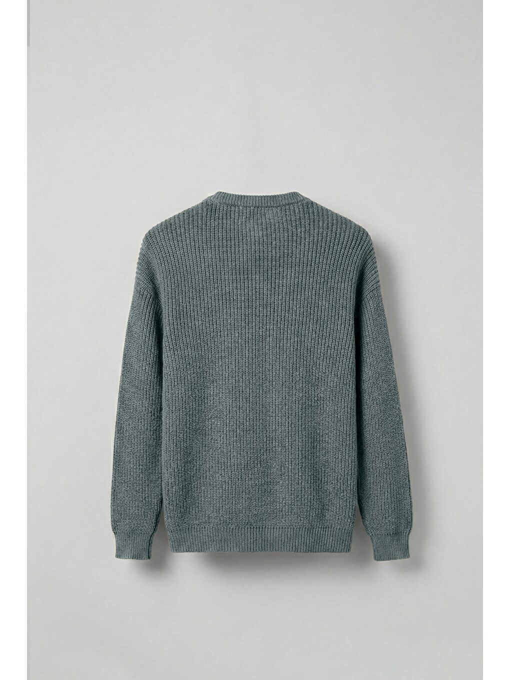 Erkek Relaxed Fit Yıkamalı Örme Kazak %100 Pamuk Gri-1