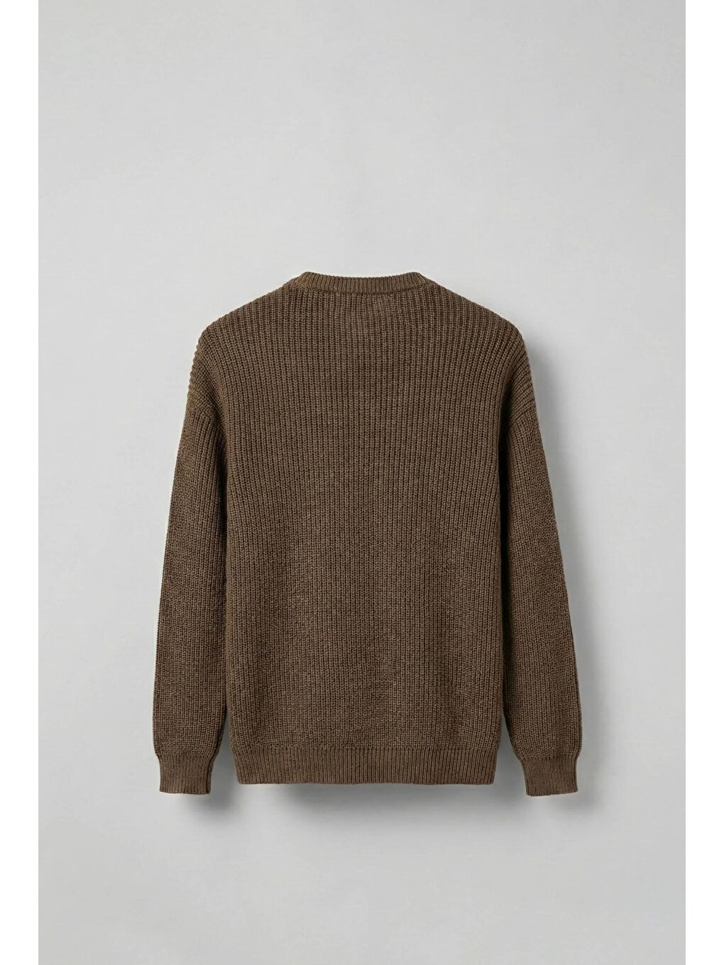 Kahverengi Erkek Relaxed Fit Yıkamalı Örme Kazak %100 Pamuk Kahve-1