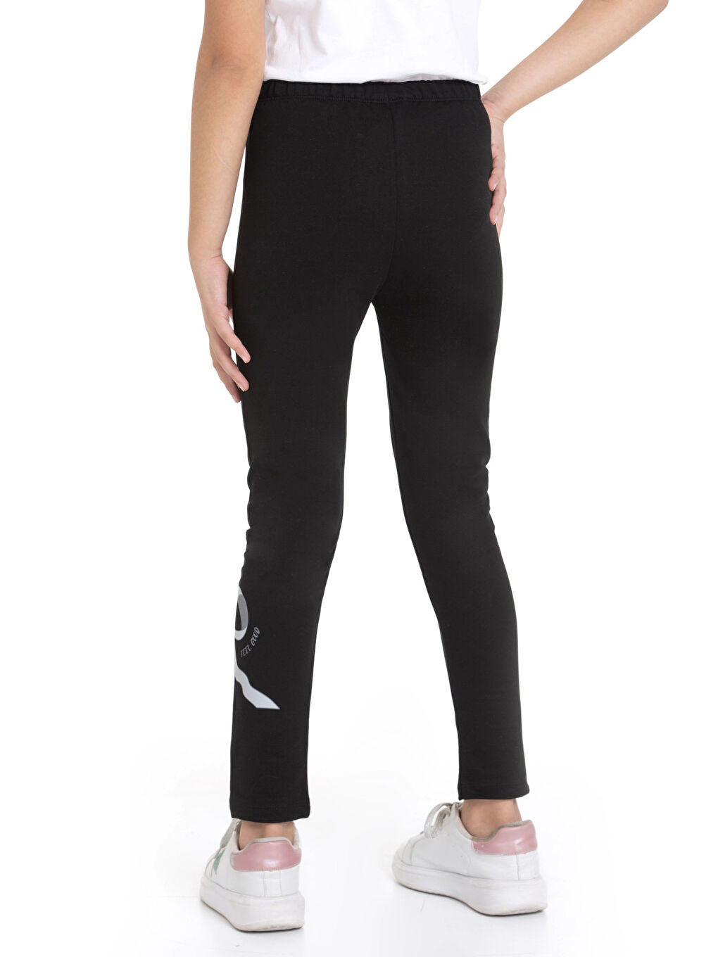 Siyah Kurdela Baskılı Kız Çocuk Tayt 74654-2