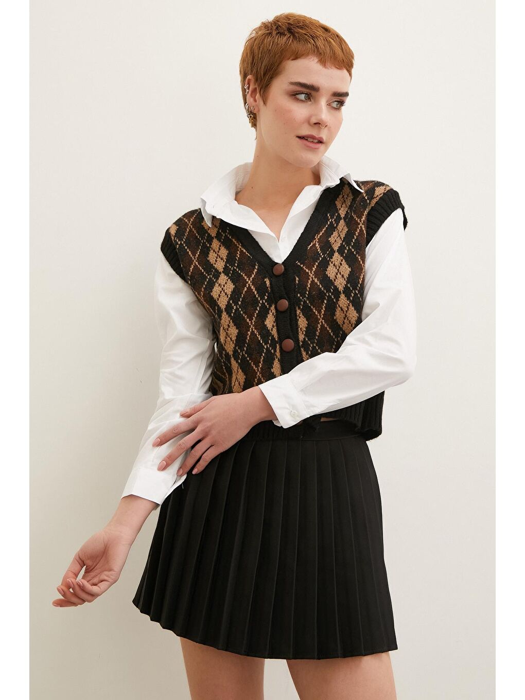 Siyah Piliseli Şort Etek-2