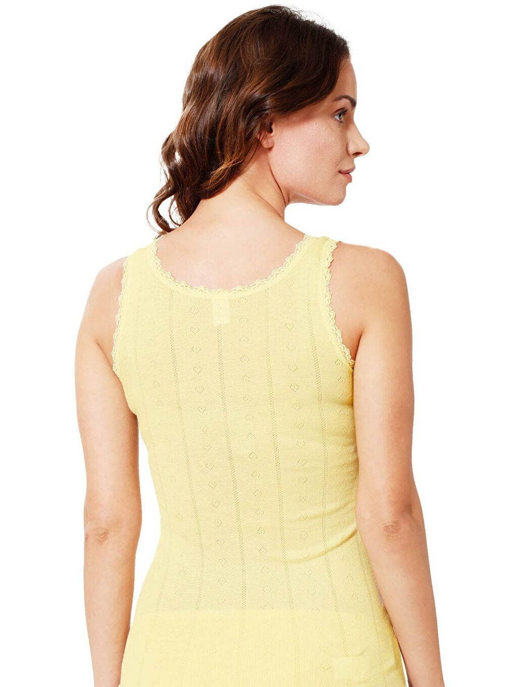 Kadın Transferli Ribana Esnek Yumuşak Atlet Sarı | K23493-1