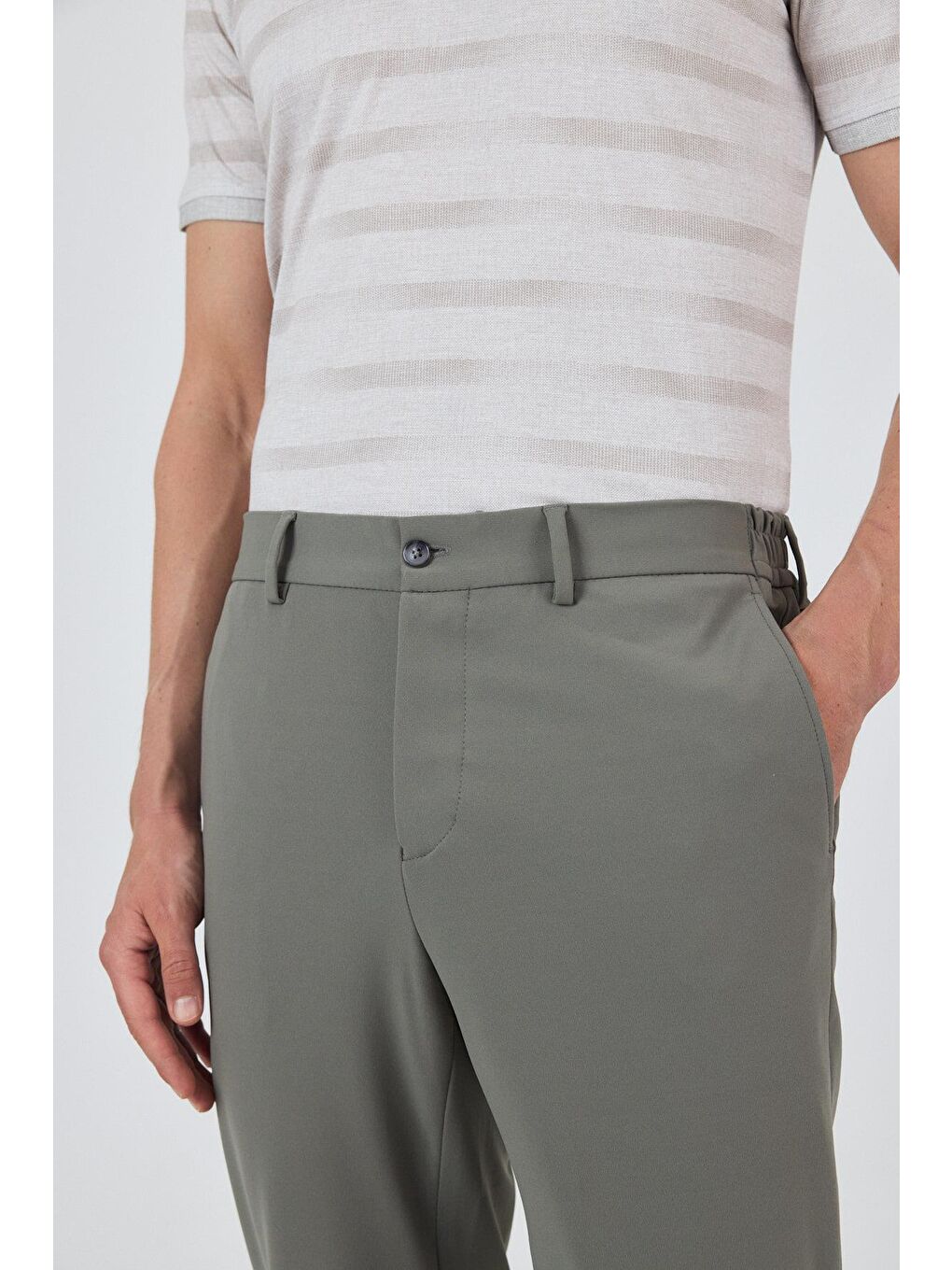 Koyu Yeşil Esnek Yandan Cepli Casual Slim Fit Jogger Pantolon 1003250162-3