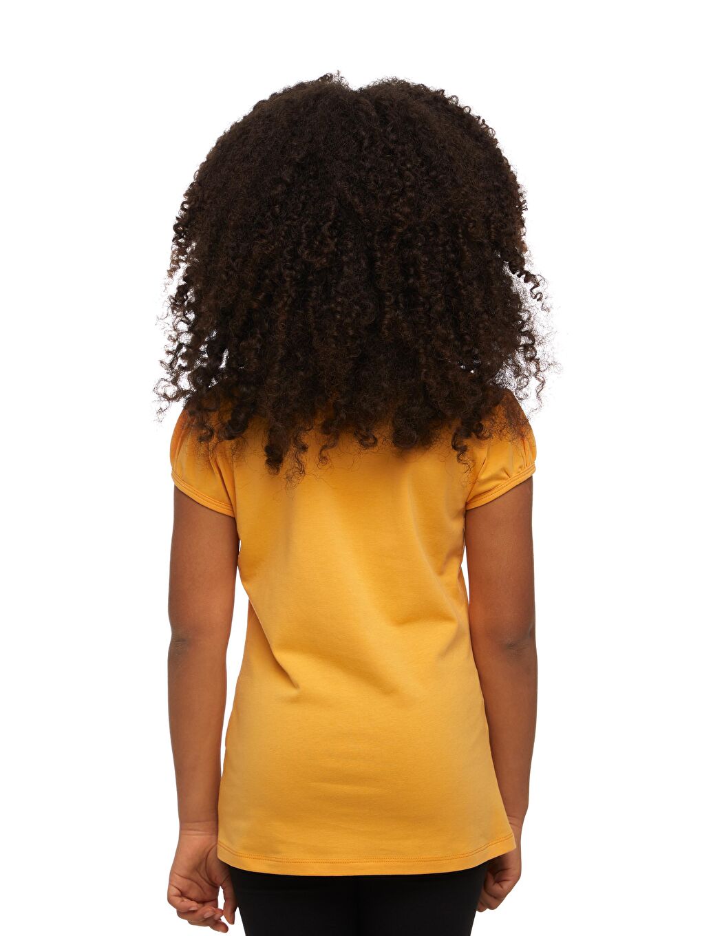 Kavun Sarı Kız Çocuk Kısa Kollu Basıc Tişört-2