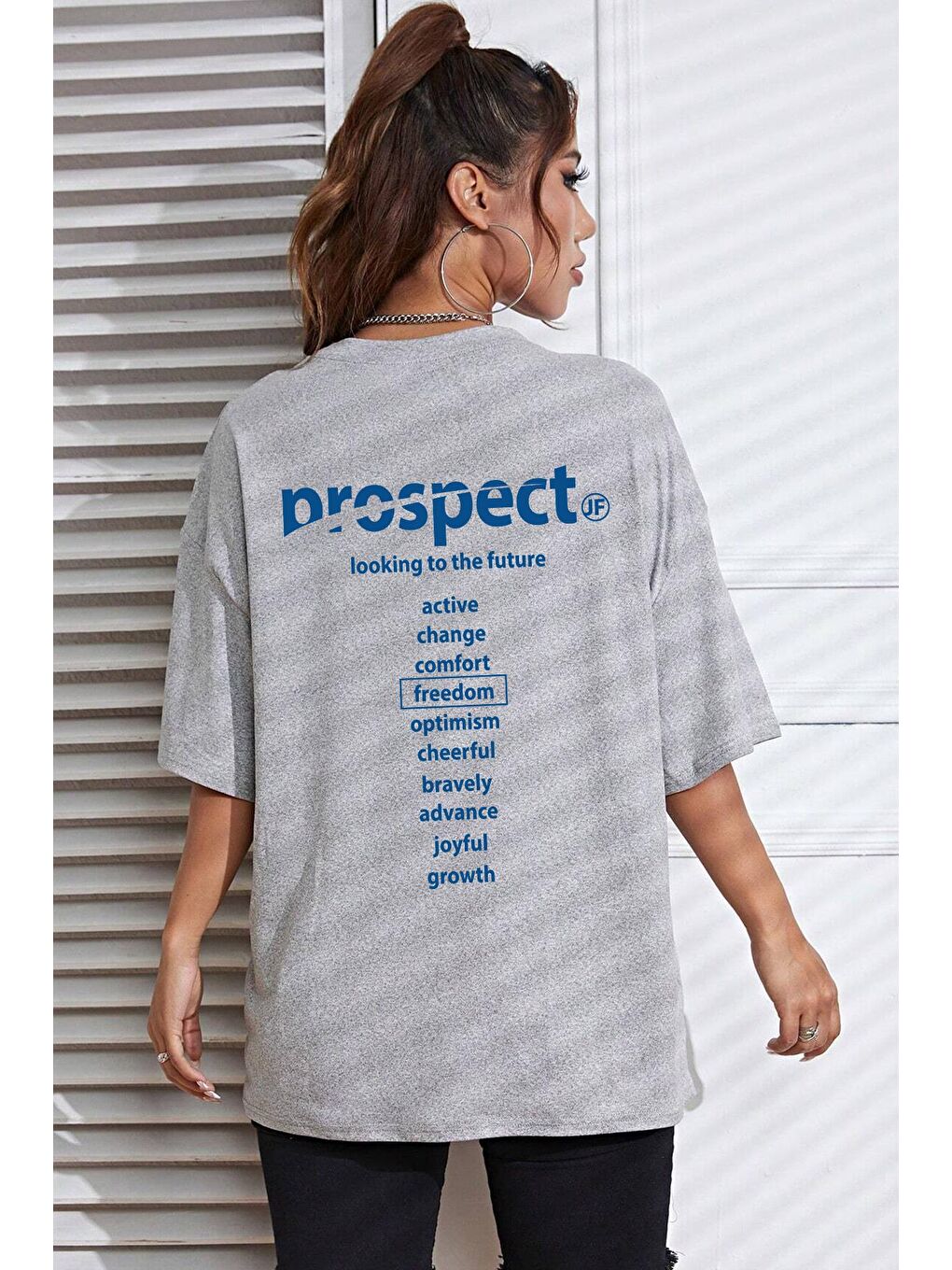 uyguntarz Gri Unisex Prospect Baskılı Tasarım Tshirt - 1