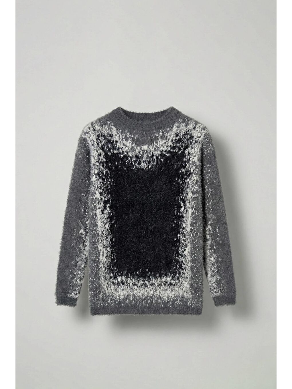 Erkek Relaxed Fit Desenli Örme Kazak Antrasit