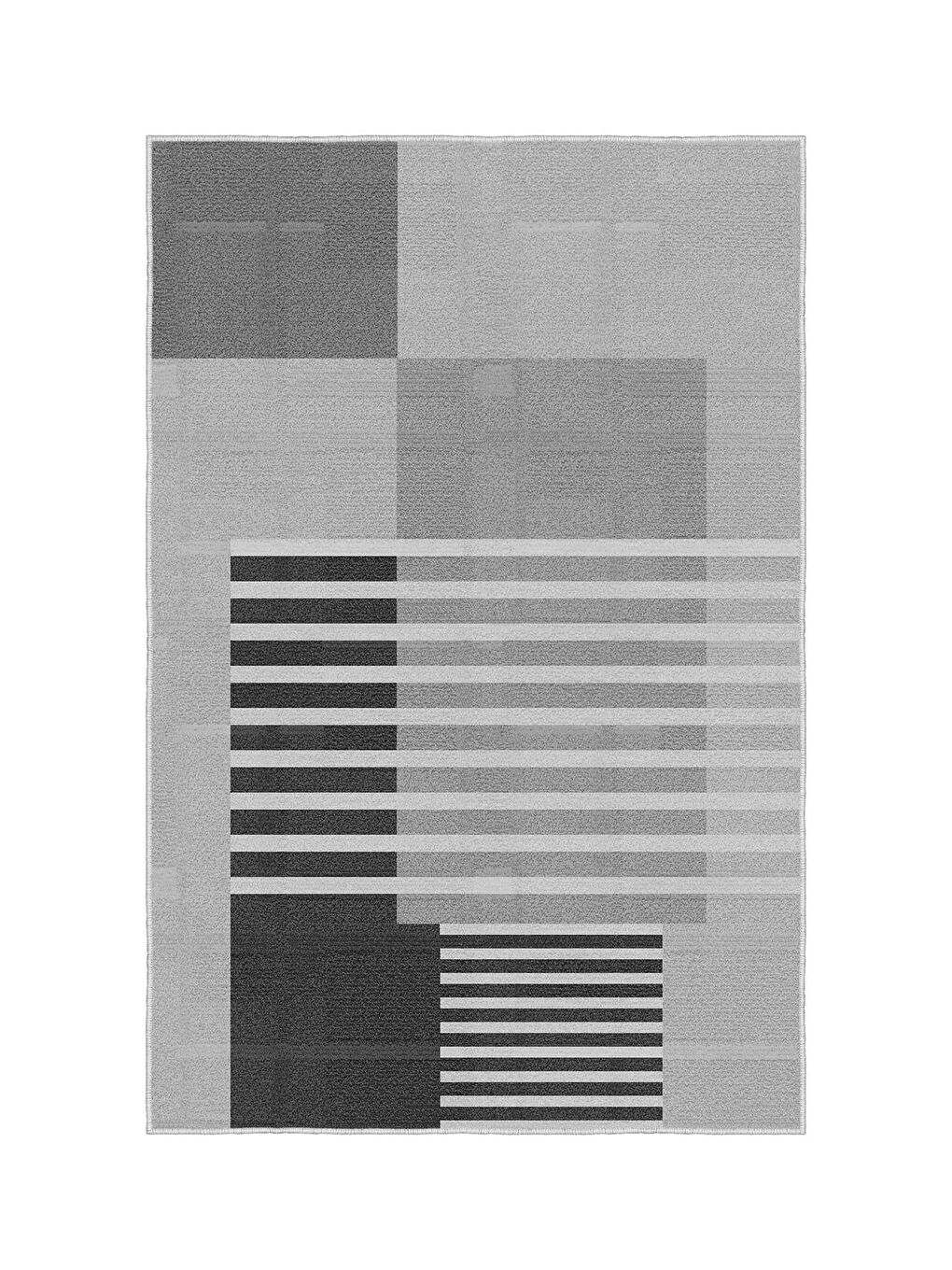 Gri Özel Tasarım, Kaymaz Taban, İnce, Yıkanabilir, Modern Halı WOOKECE1484 160x230-3