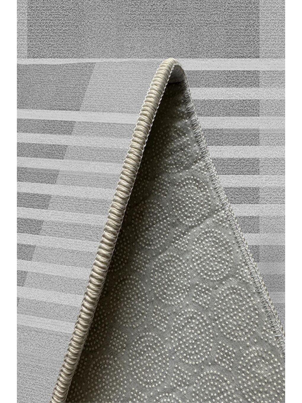 Gri Özel Tasarım, Kaymaz Taban, İnce, Yıkanabilir, Modern Halı WOOKECE1484 160x230-5