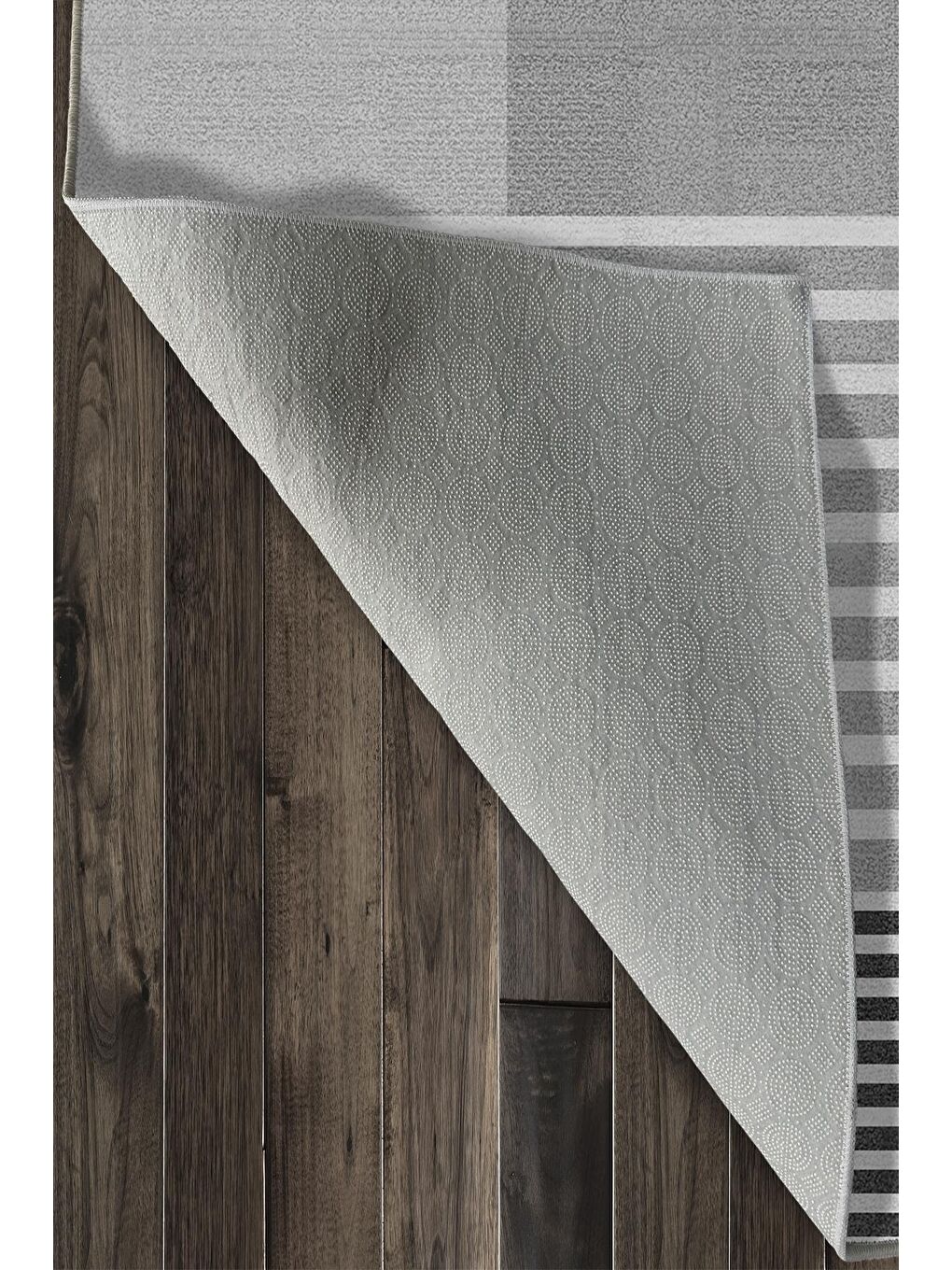 Gri Özel Tasarım, Kaymaz Taban, İnce, Yıkanabilir, Modern Halı WOOKECE1484 160x230-6