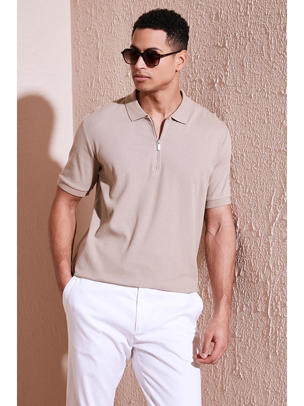 Buratti Vizon Pamuklu Regular Fit Fermuarlı Polo Yaka T Shirt 5902738