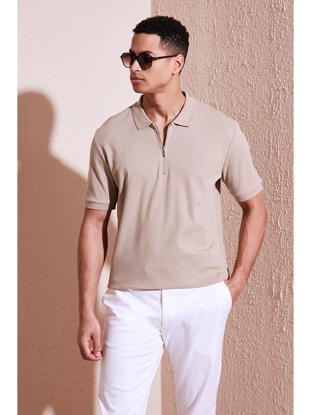 Buratti Vizon Pamuklu Regular Fit Fermuarlı Polo Yaka T Shirt 5902738 - 1