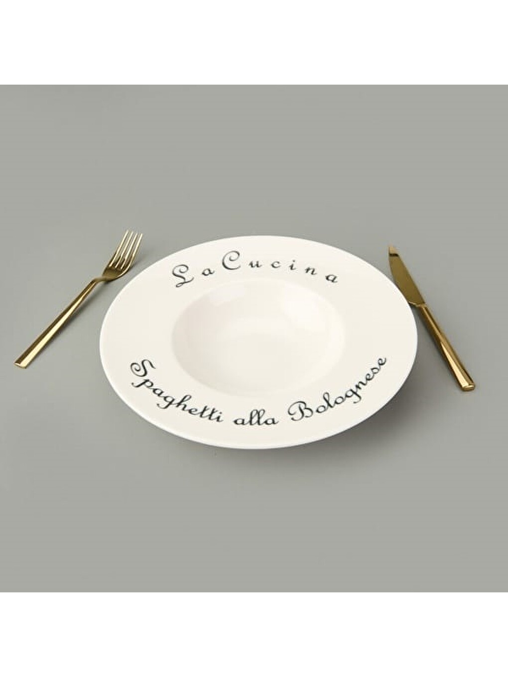 Kitchen La Luciana Porselen Makarna Tabağı - Siyah / Krem - 26 cm-2