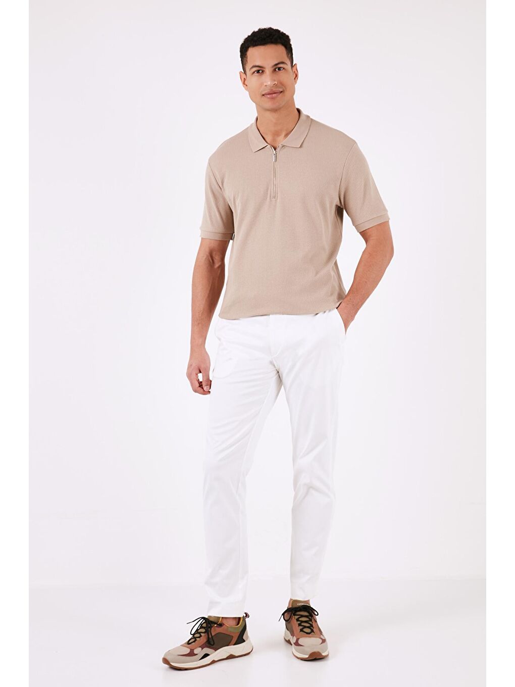 Buratti Vizon Pamuklu Regular Fit Fermuarlı Polo Yaka T Shirt 5902738 - 2